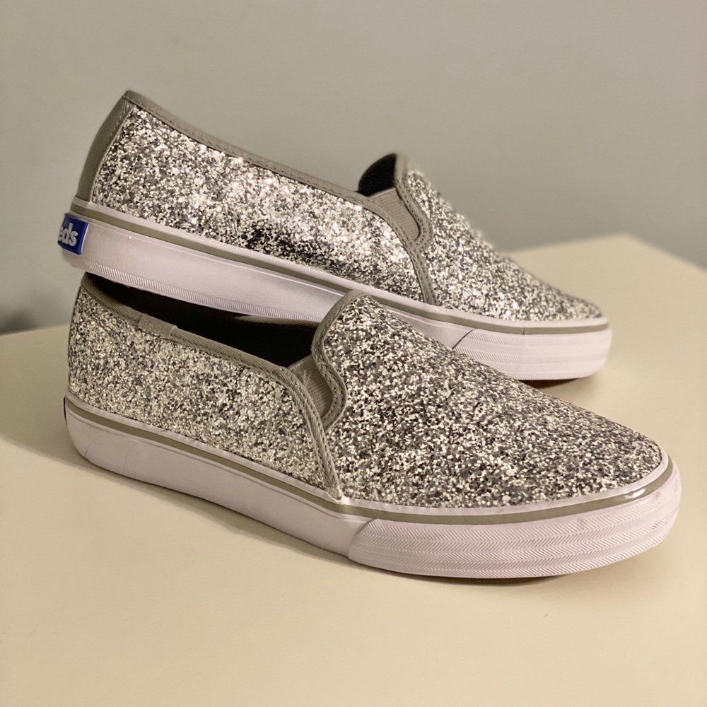 Keds Silver Glitter Slip On Shoes size 8.5